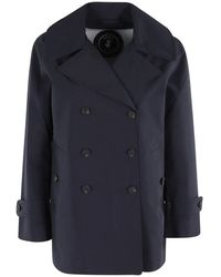 Save The Duck - Blau Schwarzer Trenchcoat Mit Knöpfen - Lyst