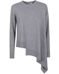 McQueen - Truien & Vesten ,Grijs ,Kasjmier Asymmet Crwnk Jumper - Lyst