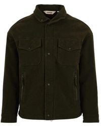 Aspesi - Jassen ,Groen ,Jacket Met Drukknoopsluiting En Zakken - Lyst