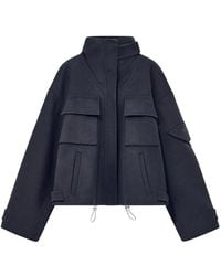 Giorgio Armani - Jassen ,Blauw ,Kasjmier Caban Jas Dubbel Kasjmier Blouson Met Opstaande Kraag - Lyst