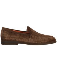 Santoni - Braune Flache Slip-On Schuhe - Lyst