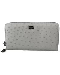 Dolce & Gabbana - White Ostrich Leather Continental S Clutch Wallet - Lyst