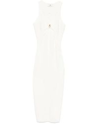 Elisabetta Franchi - Weiße Midi-Kleid Mit Cut-Out - Lyst