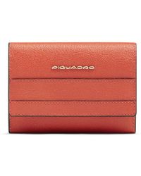 Piquadro - Accessoires ,Oranje ,Leer Trifold Wallet, Small - Lyst