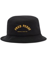 Fred Perry Boch Branded Tricot Retro Eimer Hat - Schwarz