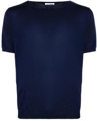 Kangra - Truien & Vesten ,Blauw ,Katoen Geribbelde T-Shirt Met Ronde Hals - Lyst