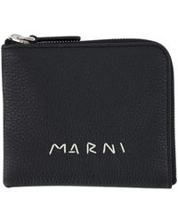 Marni - Luxuriöse Schwarze Leder-Zip-Geldbörse - Lyst