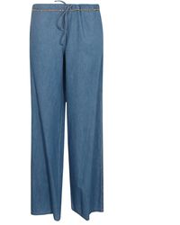 Ermanno Scervino - Pantalones azules de algodón detalles de cadena - Lyst