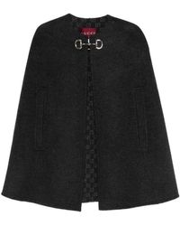 Gucci - Jassen ,Grijs ,Wol Wollen Cape - Lyst