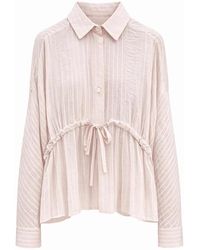 Thelatest - Overhemden ,Roze ,Shirt Met Strepen En Trekkoord - Lyst