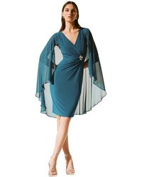 Joseph Ribkoff - Kleedjes ,Blauw ,Chiffon Kokerjurk Met Chiffon Cape - Lyst