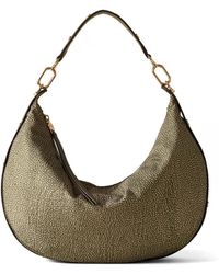 Borbonese - Tassen ,Groen ,Leer Medium Frame Dotted Hobo Schoudertas - Lyst