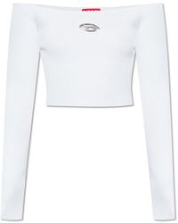 DIESEL - Truien & Vesten ,Wit ,Polyester M-Vera-Ls Logo Sweater - Lyst