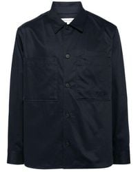 Maison Kitsuné - Blaue hemden ss24 bekleidung,besticktes logo navy hemd - Lyst