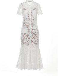 Self-Portrait - Lace Collared Midi Dress - Lyst