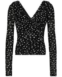 Dolce & Gabbana - Polka-Dot Tulle Top With Wrap-Front Neckline - Lyst