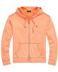 Polo Ralph Lauren - Oranje Hoodie Met Rits En Zakken - Lyst