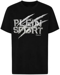 Philipp Plein - Fitness ,Zwart ,Katoen T-Shirt Ronde Hals Ss Logo - Lyst