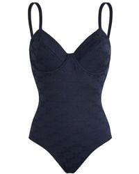Vilebrequin - Badmode ,Blauw ,Schildpad Monogram Jacquard Badpak Met Beugels Voor - Lyst
