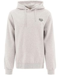 A.P.C. - Hoodies & Sweatvesten ,Grijs ,Katoen Grijze Sweatshirt Met Trekkoord Capuchon - Lyst