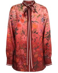 Gucci - Camisa De Seda Estampada Con Lazo Al Cuello, Talla - Lyst