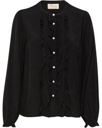 Cream - Overhemden ,Zwart ,Pitch Blouse Met Lange Mouwen En Ruches - Lyst