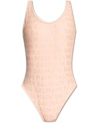 Balmain - Badeanzug Mit Logo-Print - Lyst
