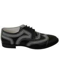 Dolce & Gabbana - Scarpe stringate bianche formali derby in pelle nera - Lyst
