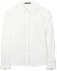 Luisa Cerano - Off- Katoenen Voile Blouse Met Kant - Lyst
