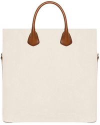 Kiton - Tassen ,Wit ,Katoen Leren En Katoenen Tote Tas - Lyst