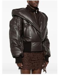The Attico - Jassen ,Bruin ,Leer Gewatteerde Leren Jas - Lyst