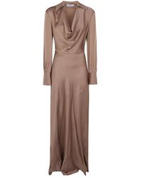 Jonathan Simkhai - Kleedjes ,Bruin ,Polyester Adelle Draped Satin Gown - Lyst