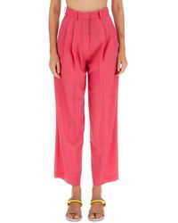 Alysi - Broeken ,Roze ,Wol Wijde Wollen Broek - Lyst