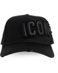 DSquared² - Accessoires ,Zwart ,Katoen Logo Patch Baseball Cap - Lyst