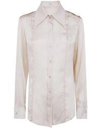 Balmain - Overhemden ,Zijden Overhemd Met Lange Mouwen - Lyst