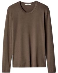 Lemaire - Tops ,Bruin ,Katoen Rib Long Sleeve Top - Lyst