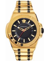 Versace - Orologio chain reaction nero/oro design catena - Lyst