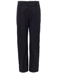 Bottega Veneta - Hoge Taille Blauwe Twill Broek - Lyst