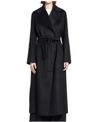 Max Mara - Jassen ,Zwart ,Wol Zwarte Wol Kasjmier Jas Met Riem - Lyst