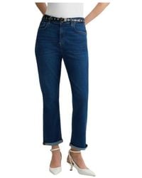 Liu Jo - Jeans ,Blauw ,Katoen High-Waisted Cropped Straight Leg Jeans - Lyst