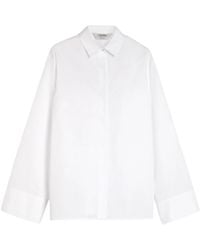 Max Mara - Overhemden ,Wit ,Katoen Witte Katoenen Popeline Overhemd Met Details - Lyst