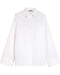 Max Mara - Overhemden ,Wit ,Katoen Witte Katoenen Popeline Overhemd Met Details - Lyst