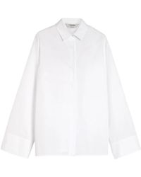 Max Mara - Overhemden ,Wit ,Katoen Witte Katoenen Popeline Overhemd Met Details - Lyst