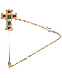 Dolce & Gabbana - Goldenes Kreuz Logo Reversnadel Brosche - Lyst