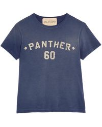 Valentino - Tops ,Blauw ,Katoen Blauw Katoenen T-Shirt Voor Mannen - Lyst