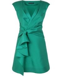 Alberta Ferretti - Elegant Mini Dress With V-Neckline And Zip Closure - Lyst