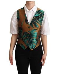 Dolce & Gabbana - Chaleco de lujo jacquard leaf oro - Lyst