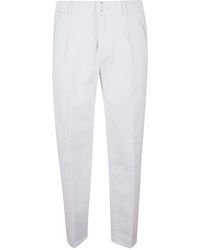 Incotex - Witte Katoenen Stretch Broek - Lyst