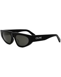 Celine - Monochroms Zonnebril Zwarte Frame - Lyst