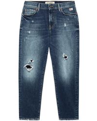 Roy Rogers - Jeans in denim lavato medio con dettagli distressed e vestibilità carrot - Lyst